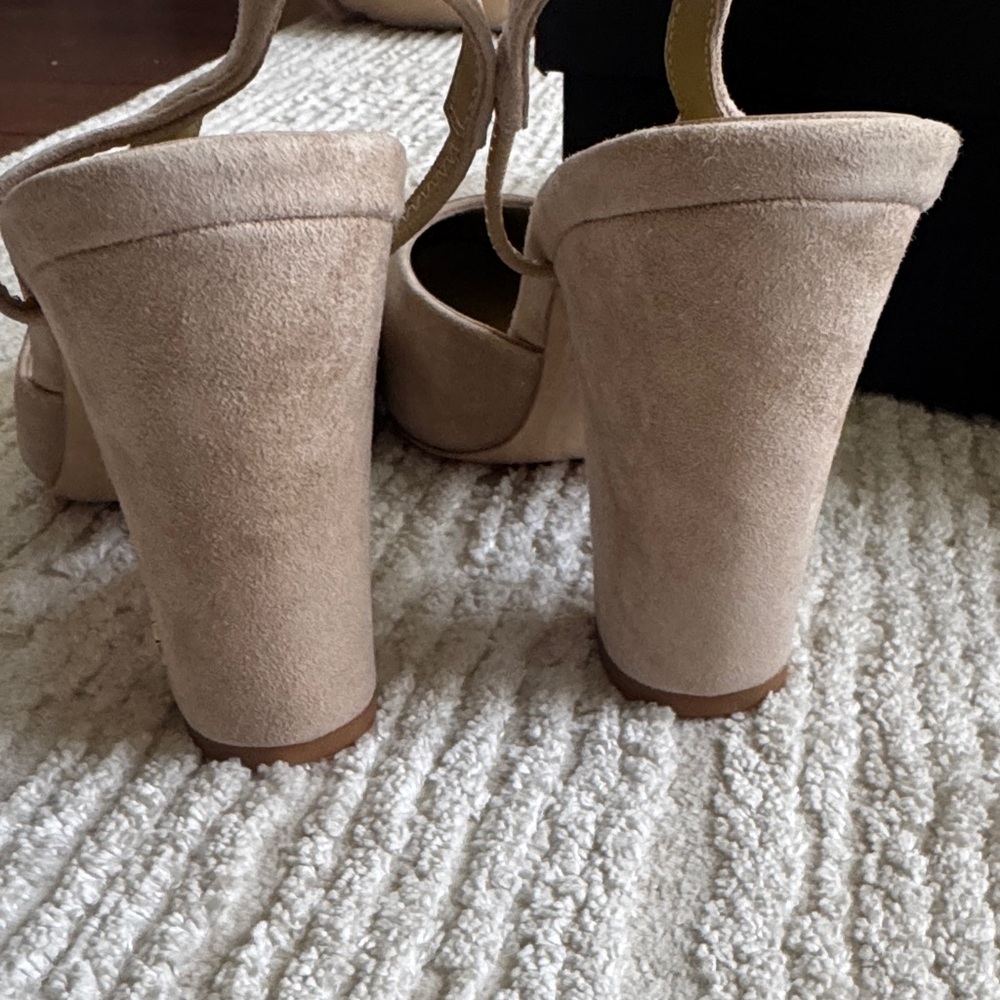 CHANEL Beige Suede Block Heel Slingback Pumps - Picture 4 of 4